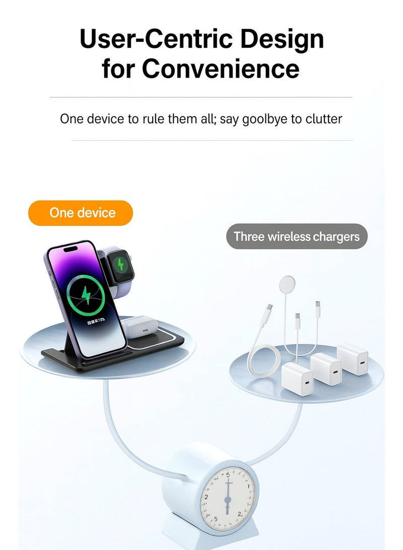 Sisily 3-in-1 Fast Wireless Charger Dock, Phone Watch Earbuds Charging Station with Multi Safety Protections, Qi Wireless Charging Pad - Image 5